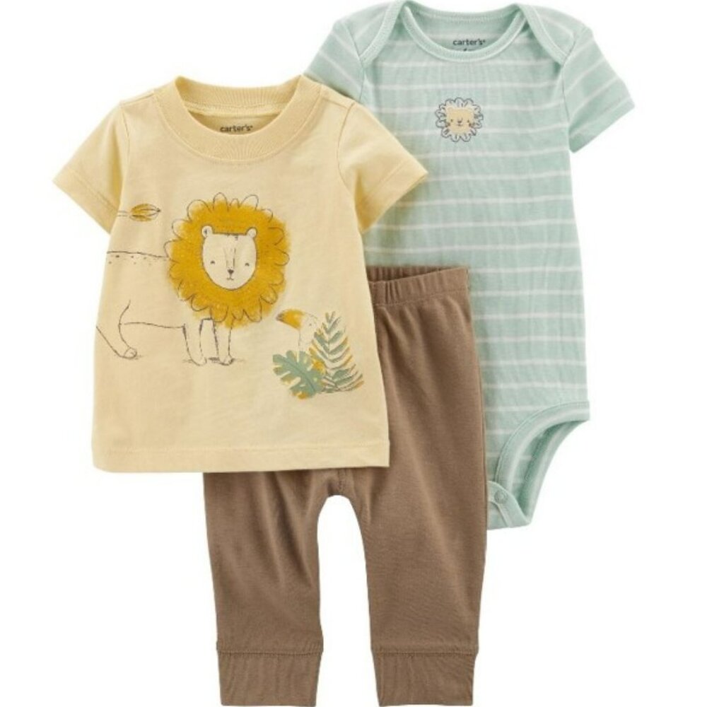 NWT. CARTER'S Baby Boys Lion Safari 3-Pc Set